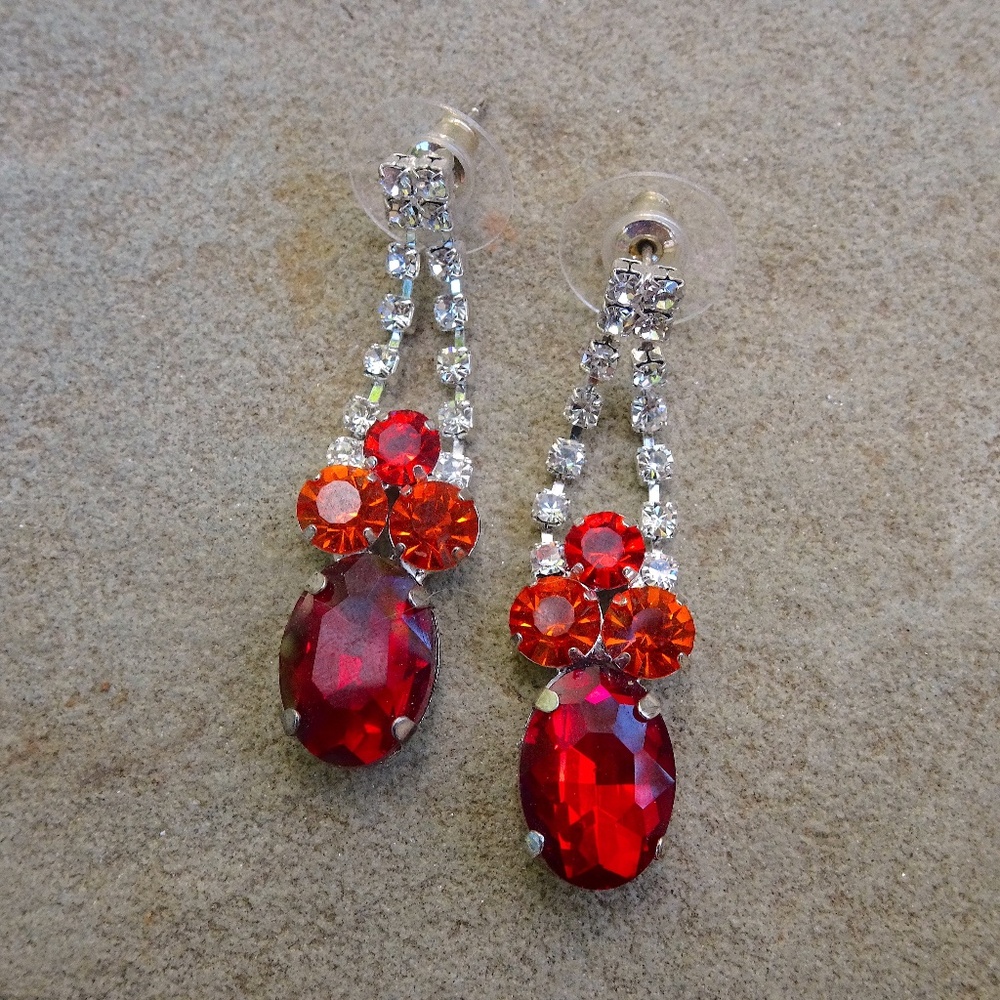 Ruby Red & Fire Orange Phoenix Clear Crystal Silv… - image 8